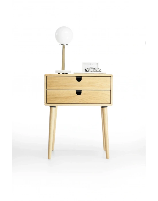 Çift çekmeceli ahşap modern komodin