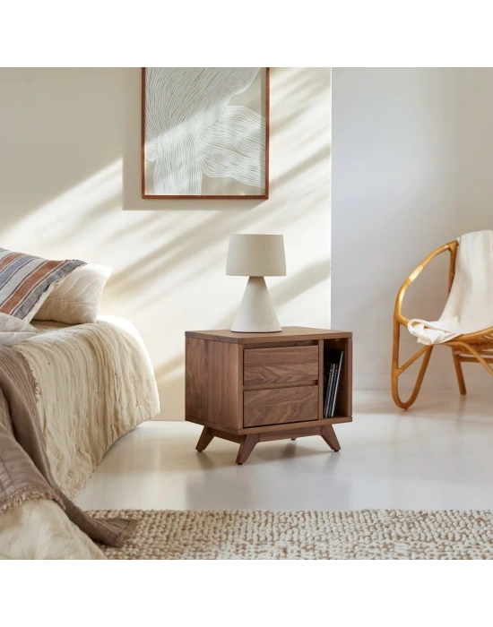 Dark Walnut Masif Ahşap Komodin