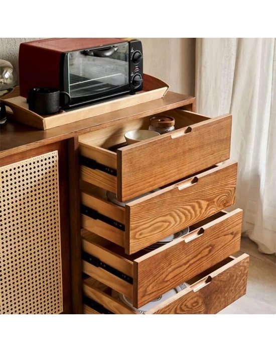 York Doğal hazeran detaylı ahşap masif konsol, büfe