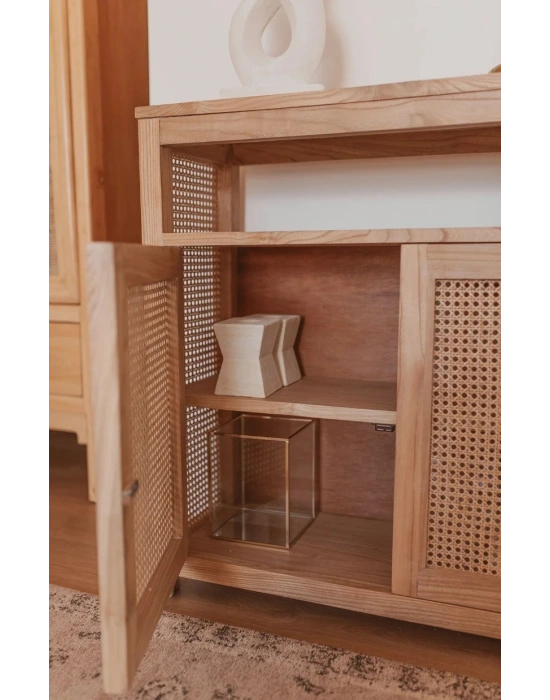 Dublin Bambu Hazeran Detaylı Masif Ahşap Konsol, Büfe