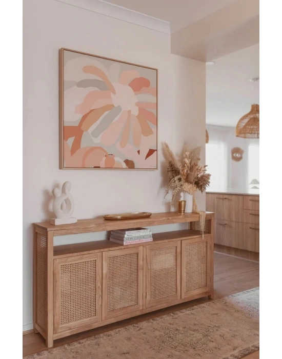 Dublin Bambu Hazeran Detaylı Masif Ahşap Konsol, Büfe