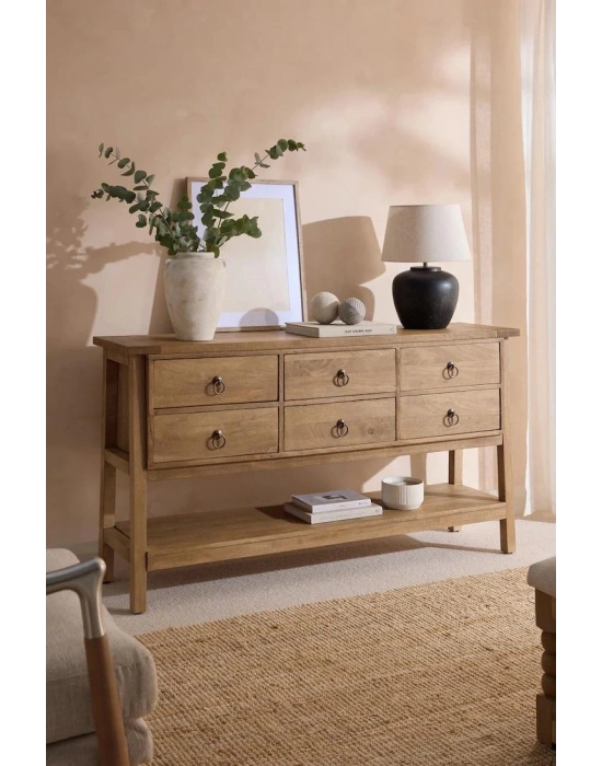 Hector Masif Ahşap 6 Çekmeceli Büfe, Konsol