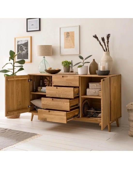 Jorvik Masif Ahşap Açık Ceviz Model Konsol