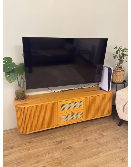 Loen Masif Ahşap Hazeran detaylı Tv Ünitesi