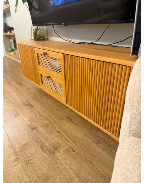 Loen Masif Ahşap Hazeran detaylı Tv Ünitesi