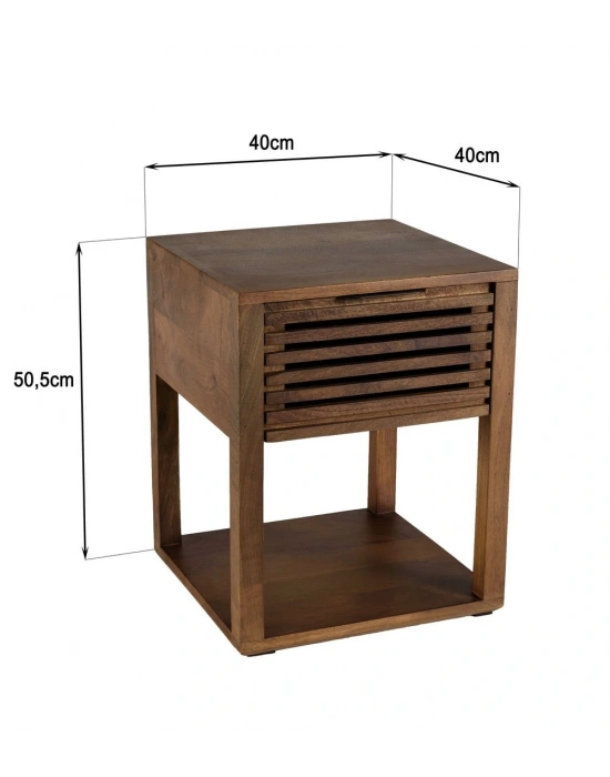 Masif Ahşap Izgara Model Vintage Komodin