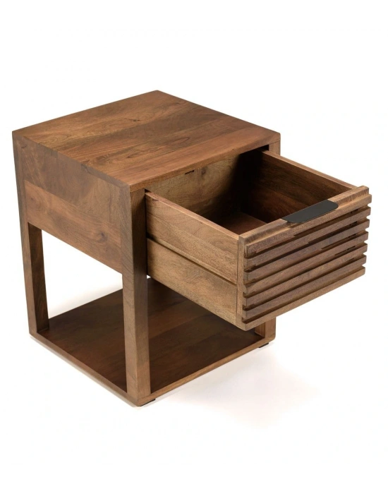 Masif Ahşap Izgara Model Vintage Komodin