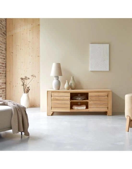 Natural model rustik masif ahşap tv ünite
