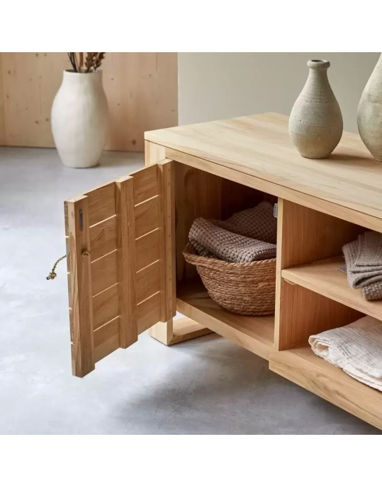 Natural model rustik masif ahşap tv ünite