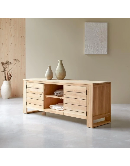 Natural model rustik masif ahşap tv ünite