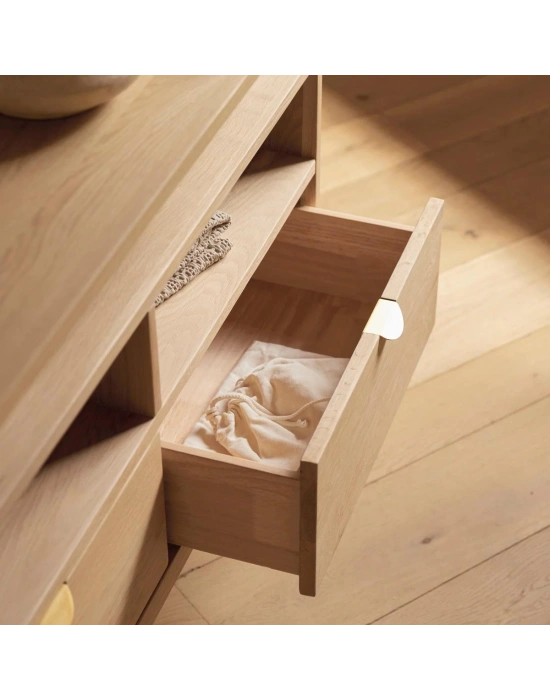 Pola çift çekmeceli masif ahşap mini konsol