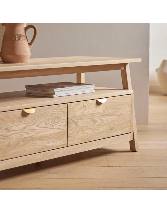 Pola natural masif ahşap tv ünite