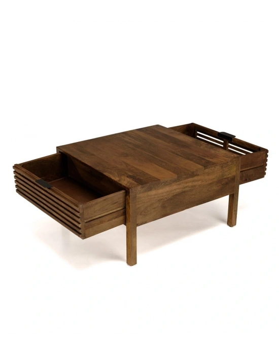 Vintage Izgara Model Masif Ahşap Orta Sehpa