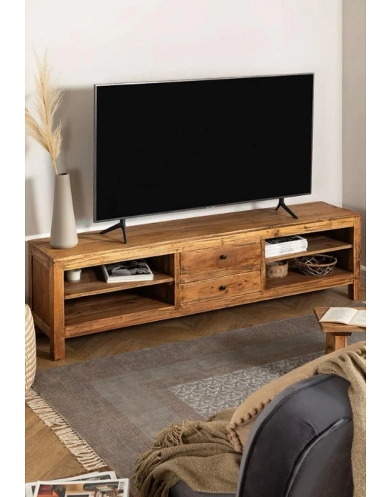 Vintage Model Masif Ahşap Masif Tv Ünitesi