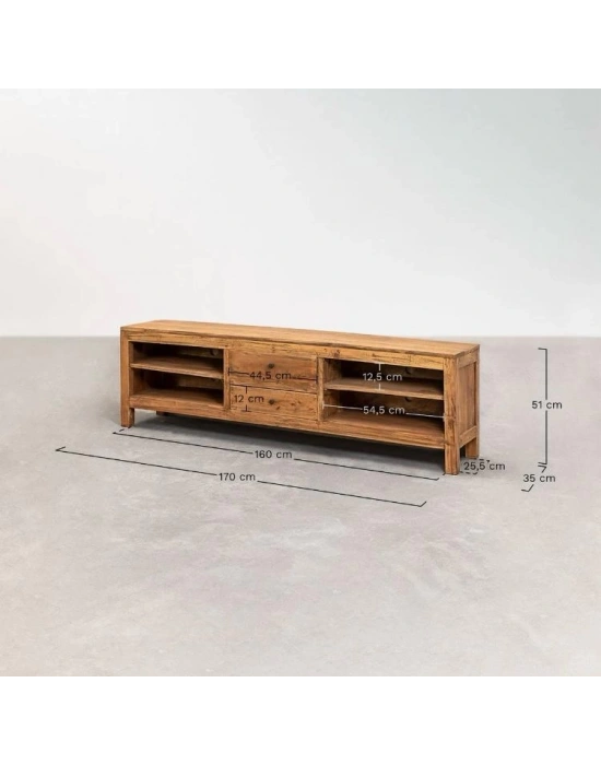 Vintage Model Masif Ahşap Masif Tv Ünitesi