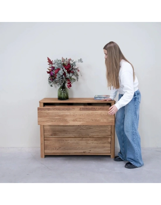 Western Masif Ahşap Natural Model Şifonyer