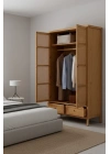 Altea Rattan Detaylı Masif Gardırop