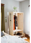 Ahşap basic model açık raflı gardrop