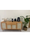 Ahşap doğal bambu hazeranlı masif konsol büfe