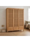 Altea Rattan Detaylı Geniş Masif Gardrop