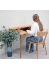 Nordic Mini Çekmece Detaylı Masif Ahşap Çalışma Masası