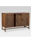 Walnut Retro Model Rattan Detaylı 3 kapaklı Masif Konsol