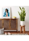 Walnut Retro Model Rattan Detaylı 3 kapaklı Masif Konsol