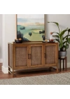 Walnut Retro Model Rattan Detaylı 3 kapaklı Masif Konsol