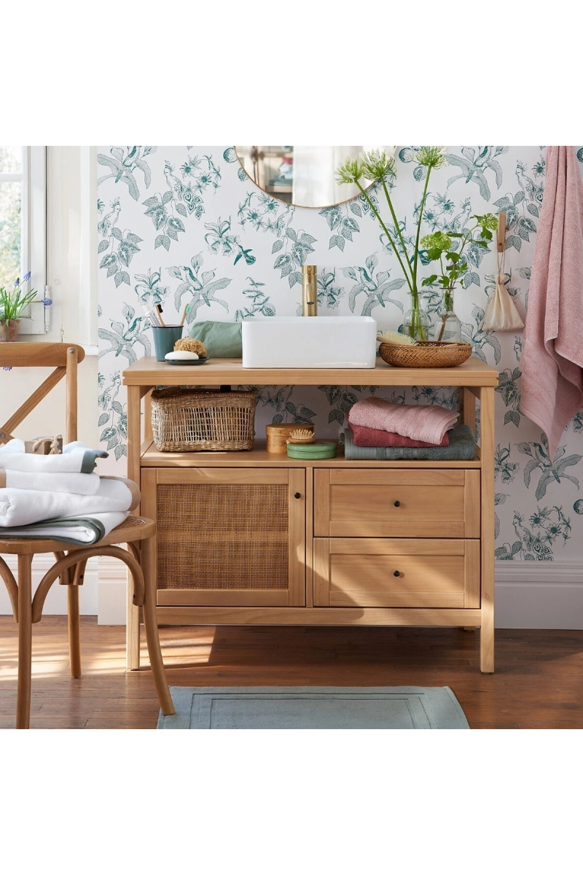 Altea Rattan Detaylı Mini Masif Ahşap Büfe