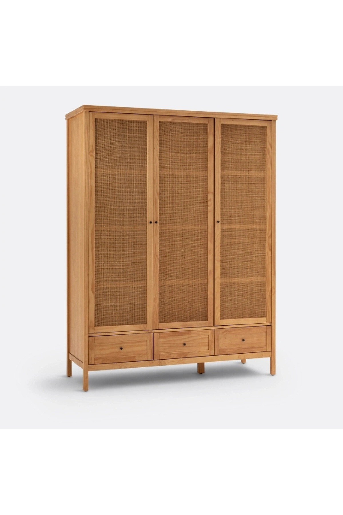 Altea Rattan Detaylı Geniş Masif Gardrop