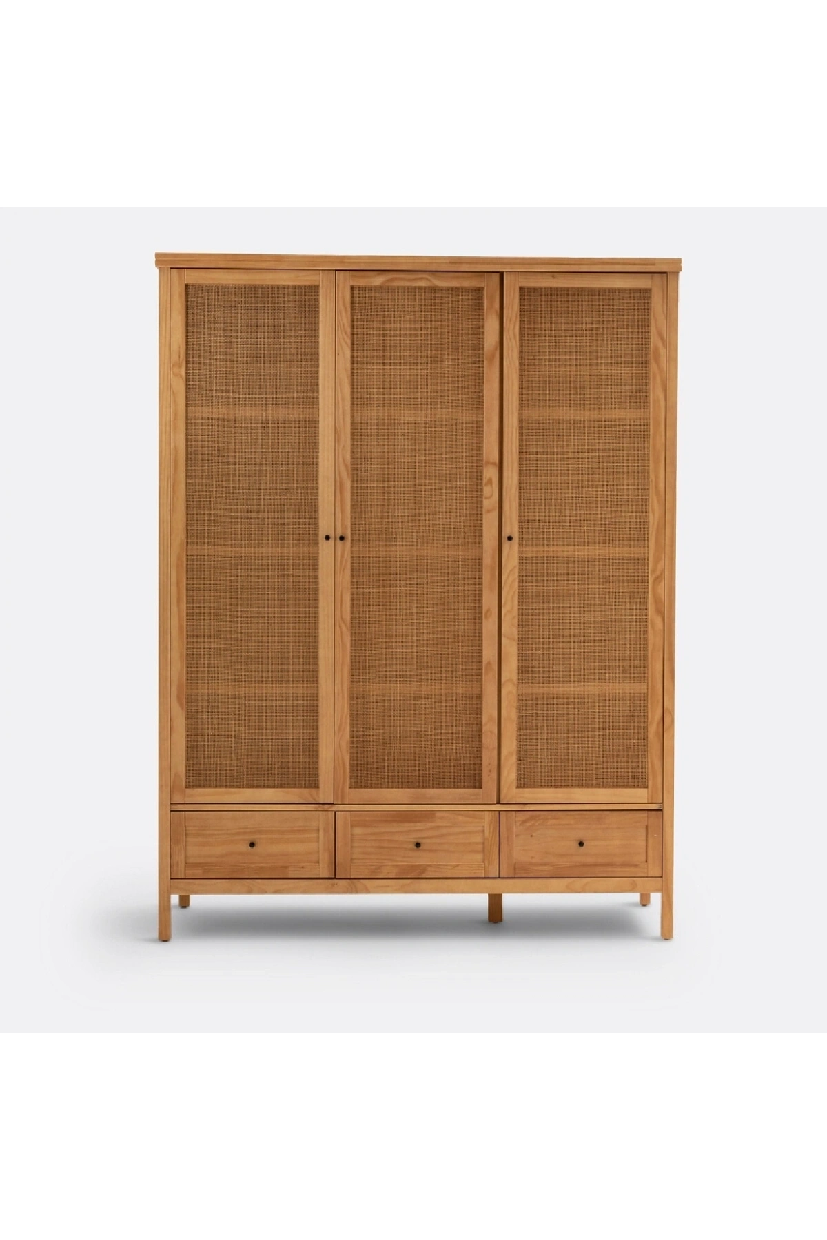 Altea Rattan Detaylı Geniş Masif Gardrop