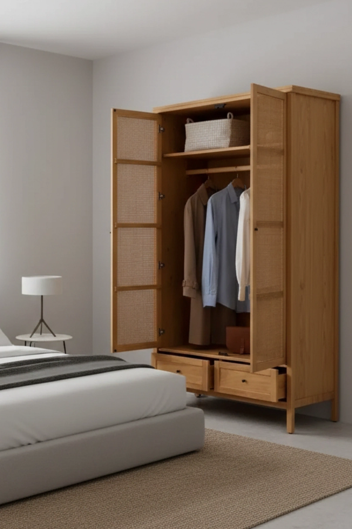 Altea Rattan Detaylı Masif Gardırop