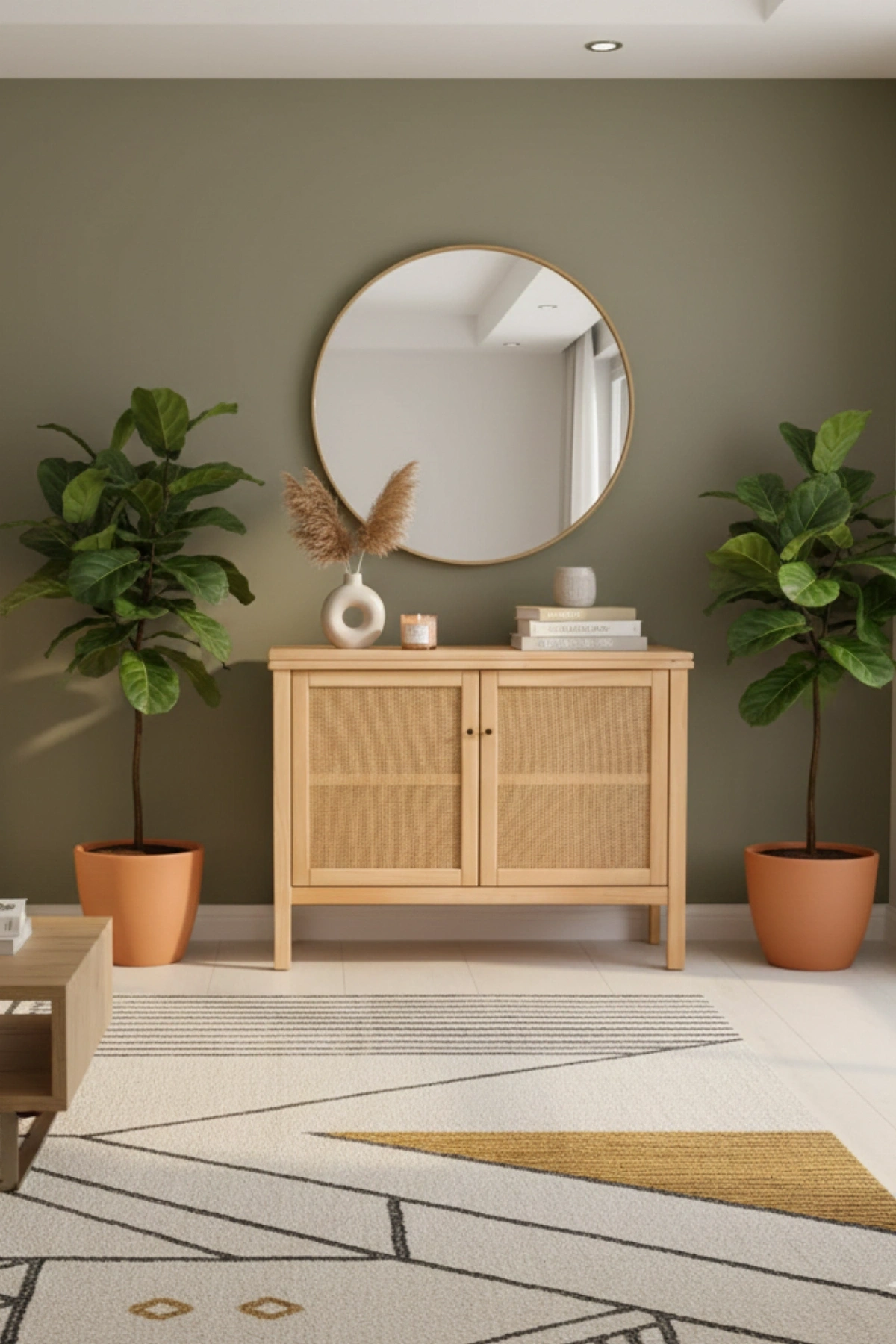 Altea Rattan Detaylı Basic Masif Ahşap Büfe