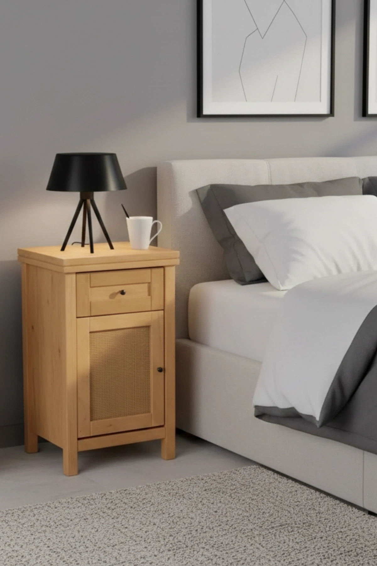 Altea Rattan Detaylı Masif Komodin