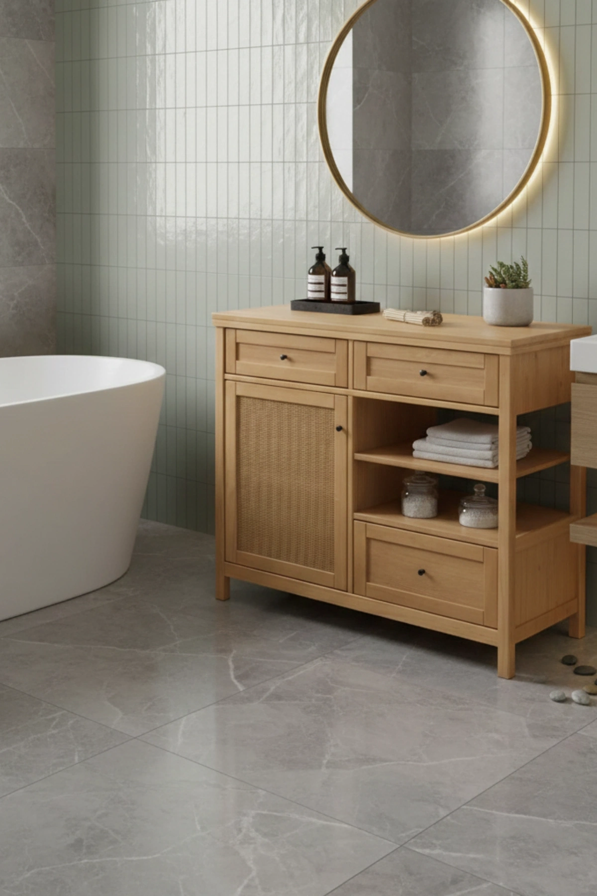 Altea Rattan Detaylı Çok Amaçlı Masif Büfe