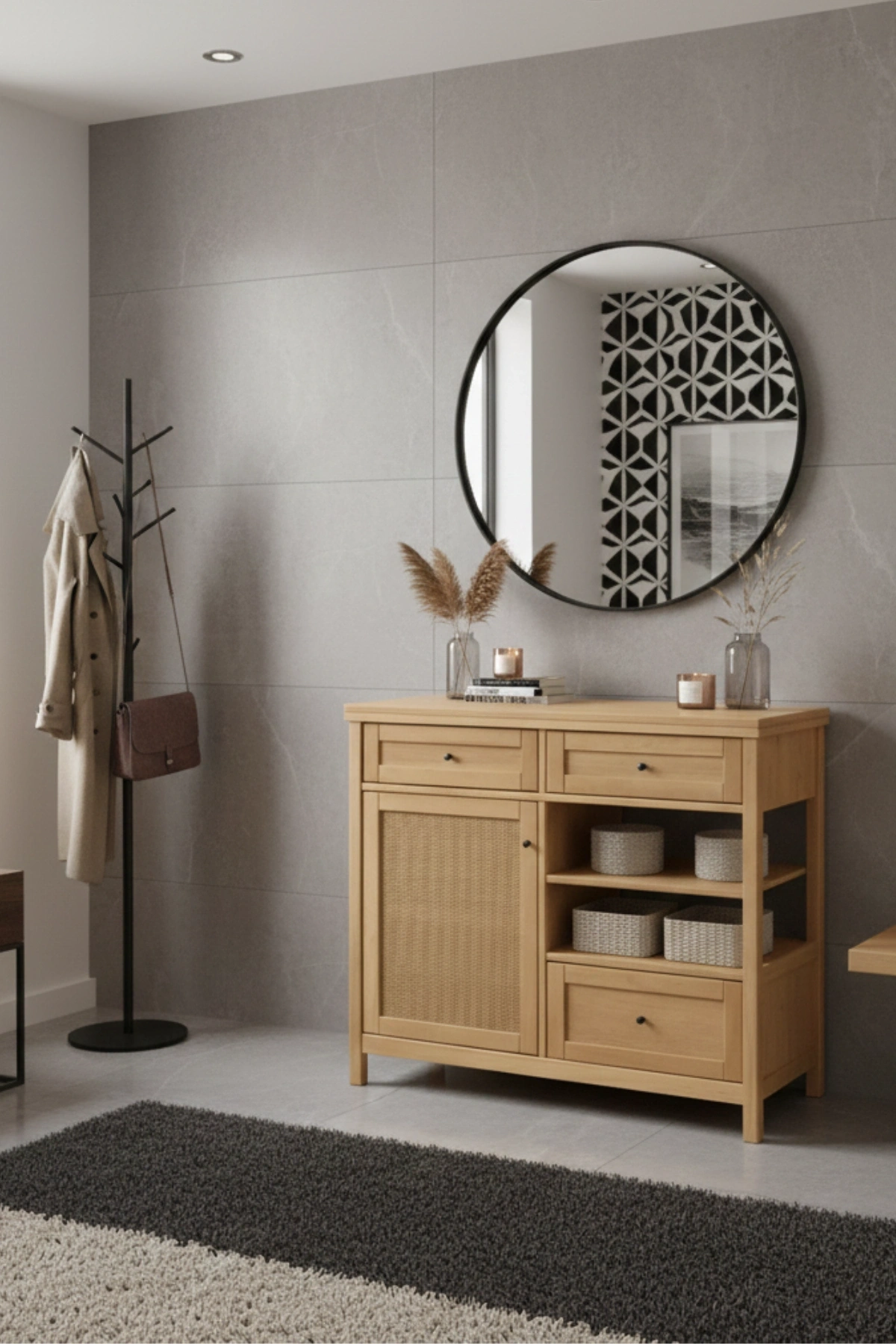 Altea Rattan Detaylı Çok Amaçlı Masif Büfe