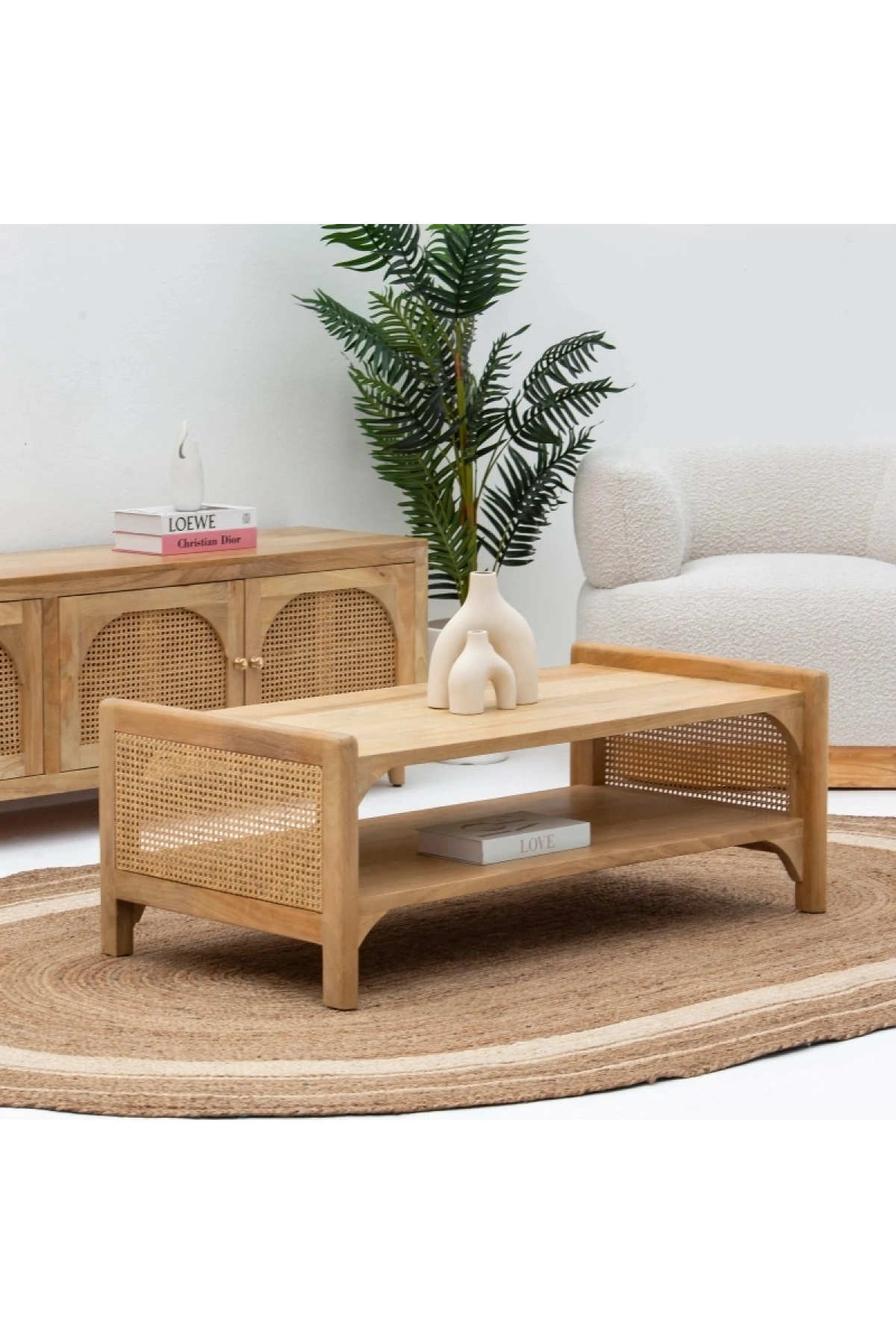 Evora Masif Ahşap Hazeran Detaylı Orta Sehpa