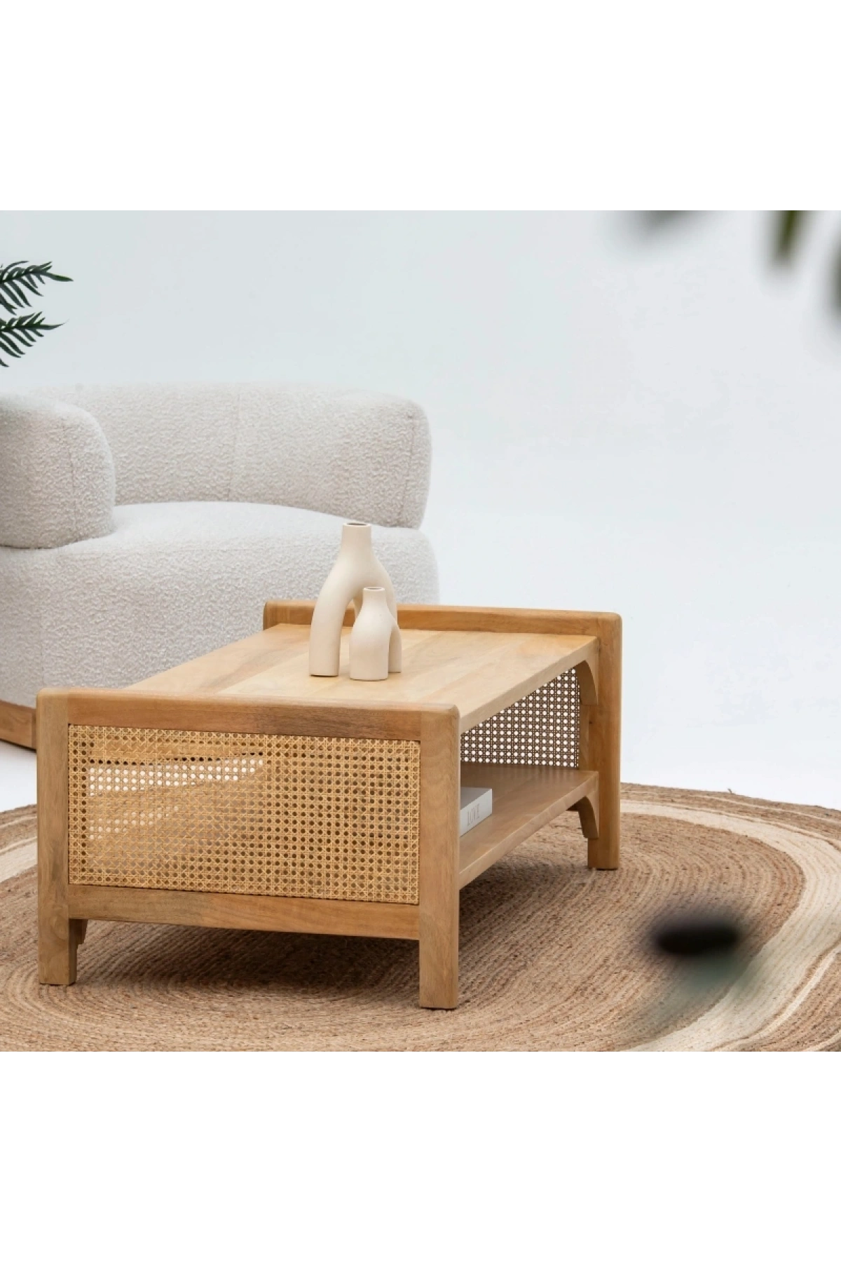 Evora Masif Ahşap Hazeran Detaylı Orta Sehpa