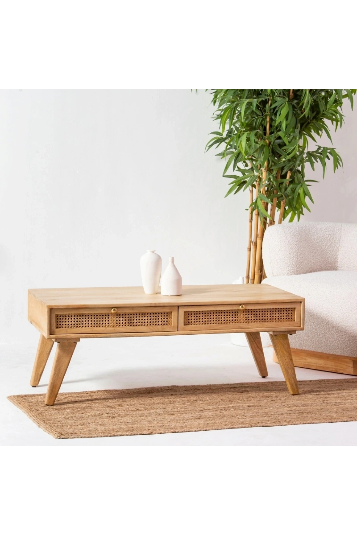 Evora Masif Ahşap Hazeranlı Dört Çekmeceli Orta Sehpa