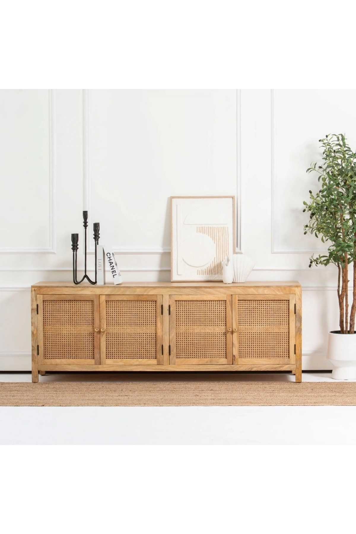 Evora Hazeran Kapak Detaylı Masif Ahşap Tv Ünitesi, Konsol