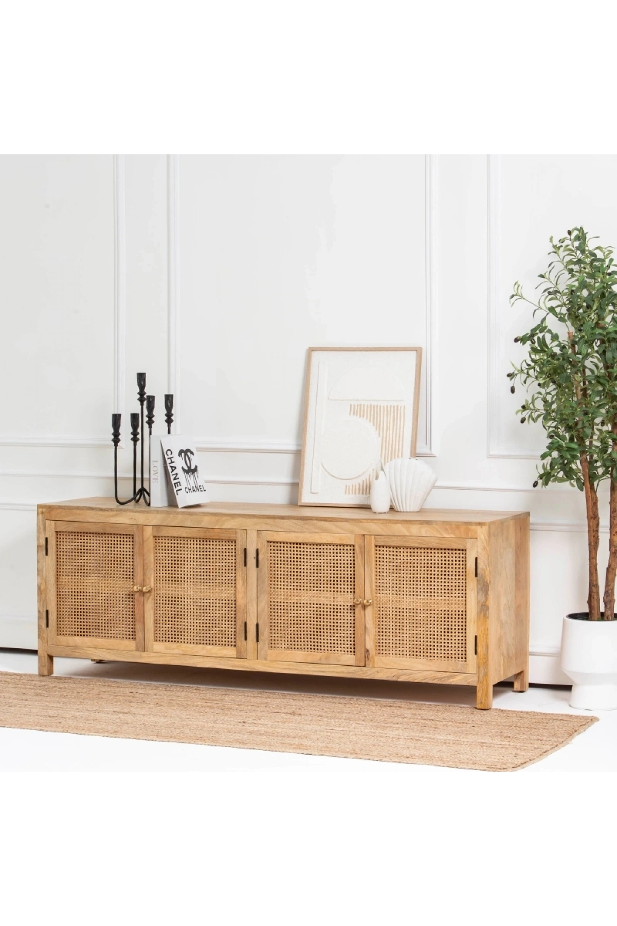 Evora Hazeran Kapak Detaylı Masif Ahşap Tv Ünitesi, Konsol