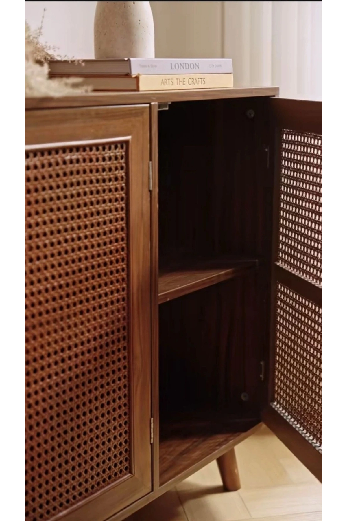 Vintage Walnut Stil Hazeran Detaylı Masif Konsol