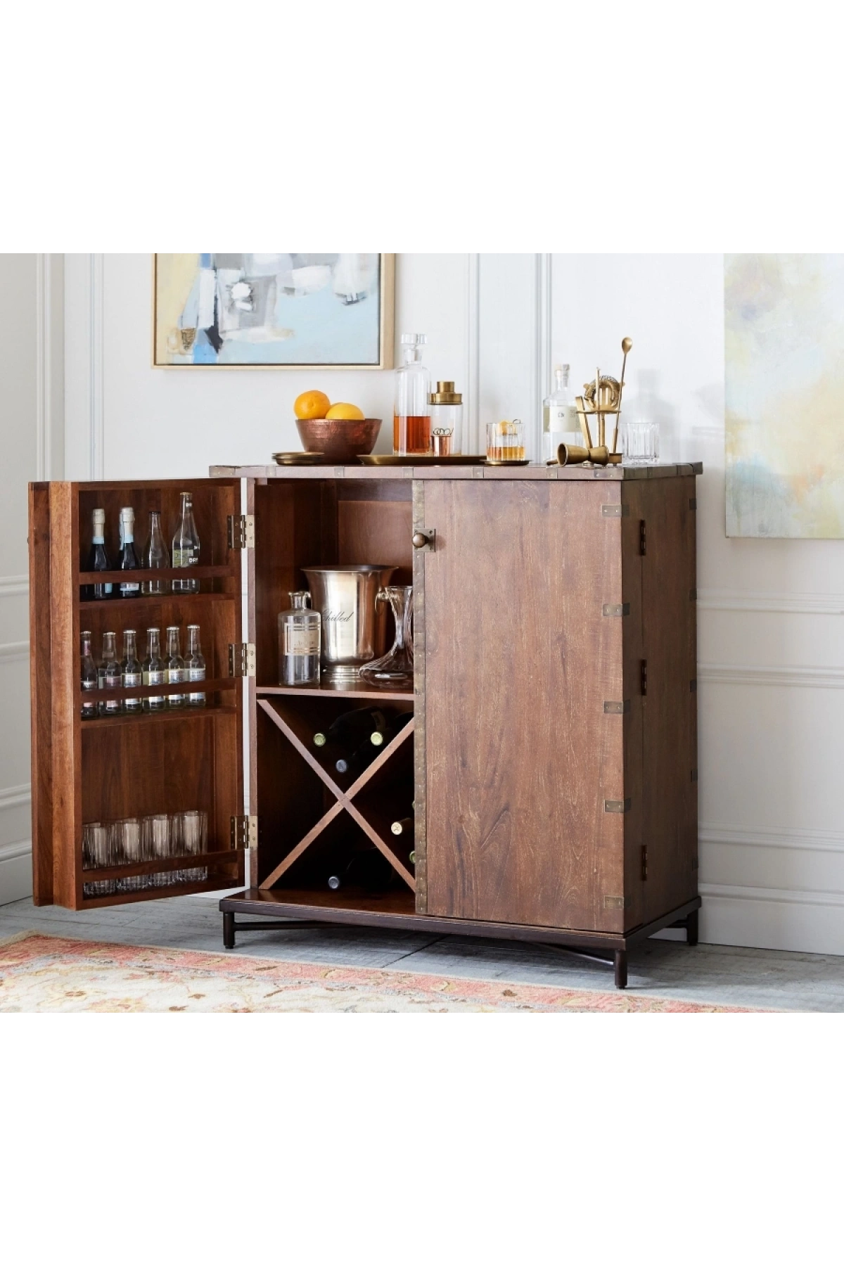 Vinterra Masif Ahşap Bar Dolabı