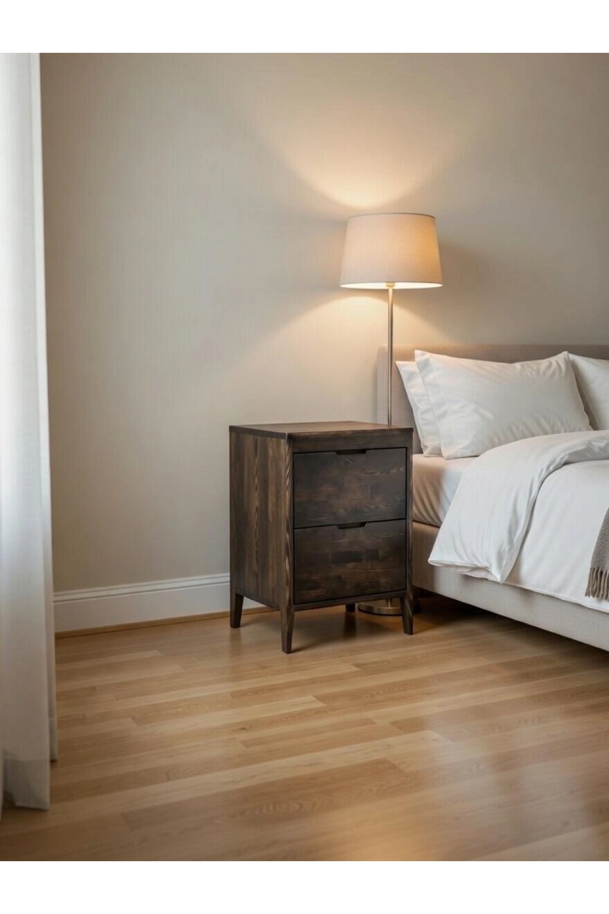 Noir Walnut Masif Ahşap Komodin