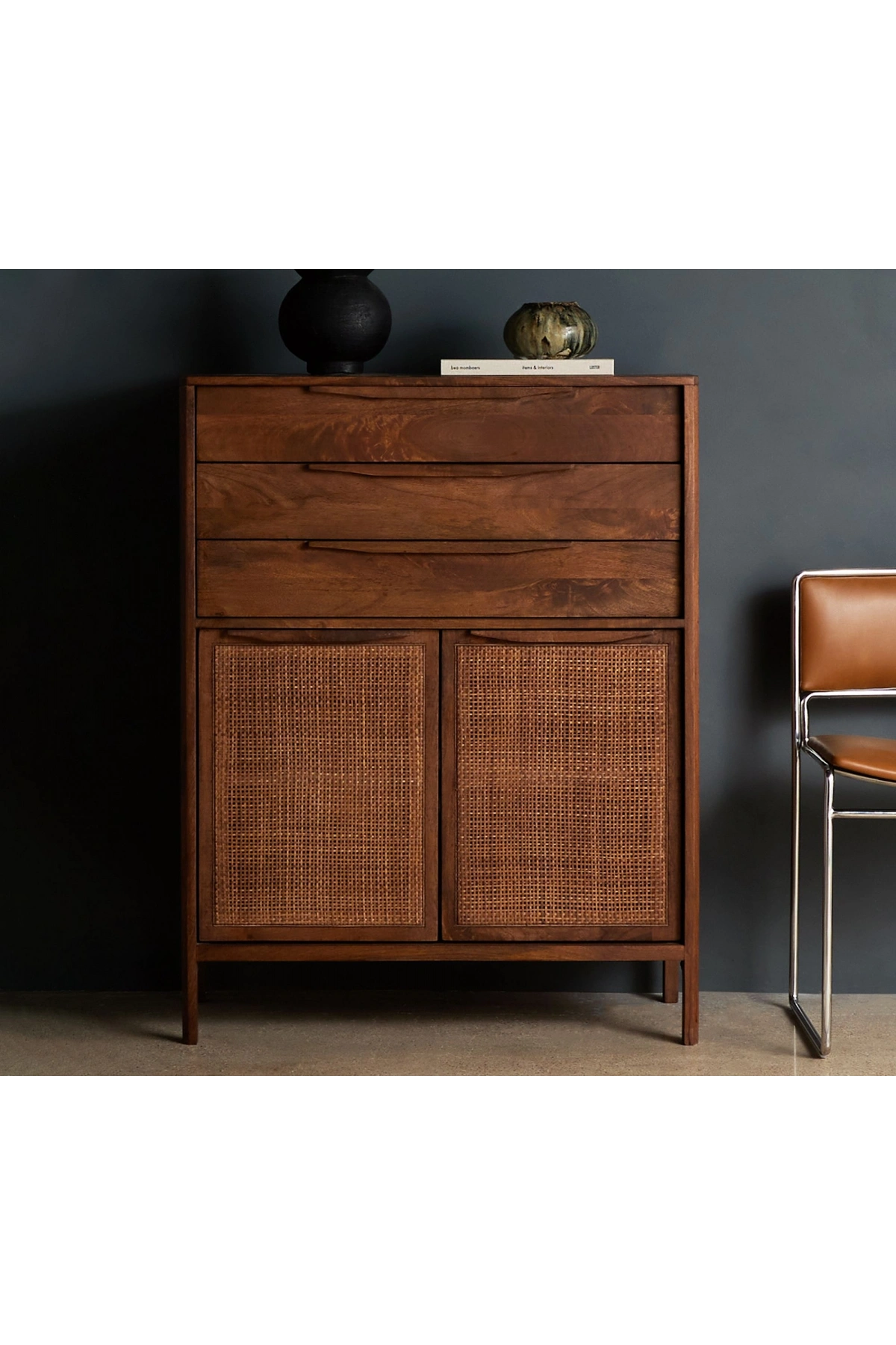 Rattoria Masif Ahşap Walnut Çok Amaçlı Büfe Dolap