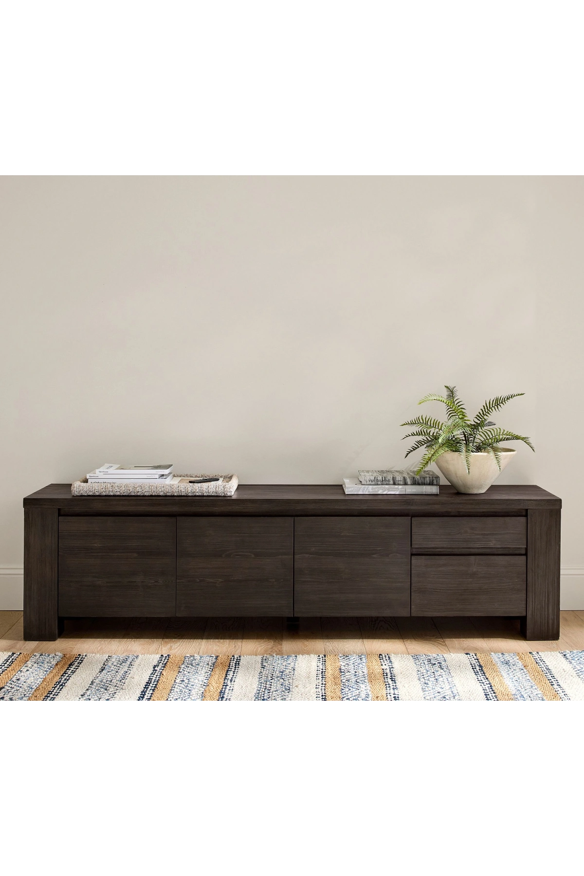 Noir Masif Ahşap Vintage Tv Ünite