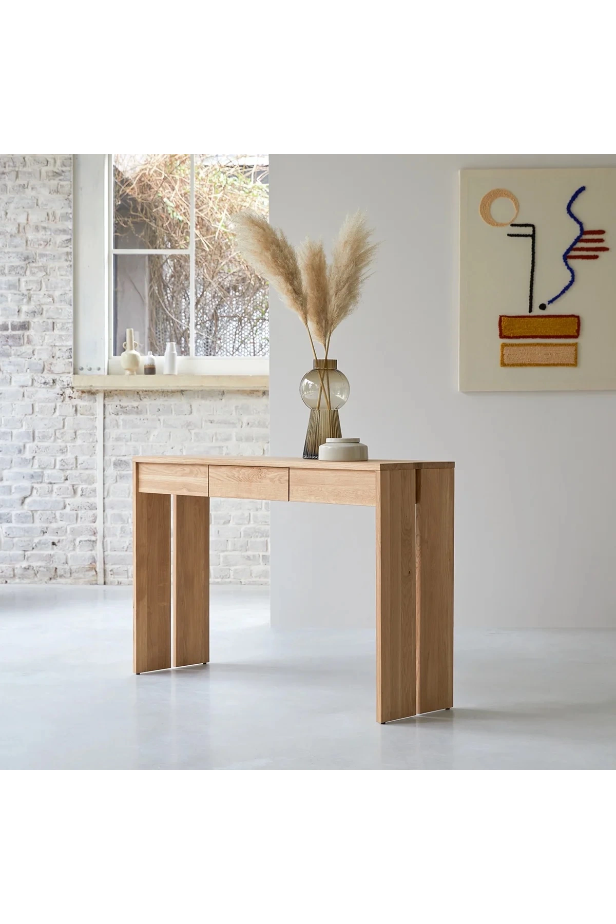 Ahşap basic model natural masif dresuar