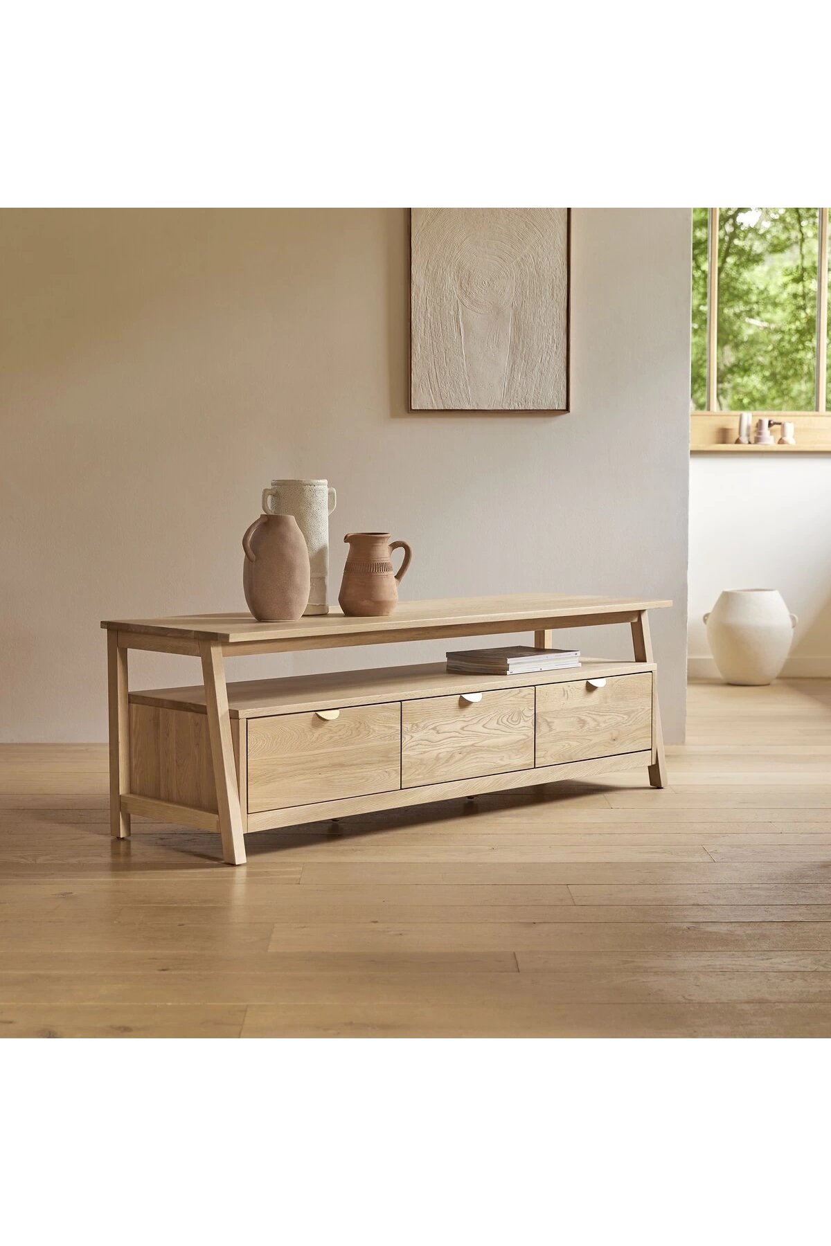 Pola natural solid wood TV unit