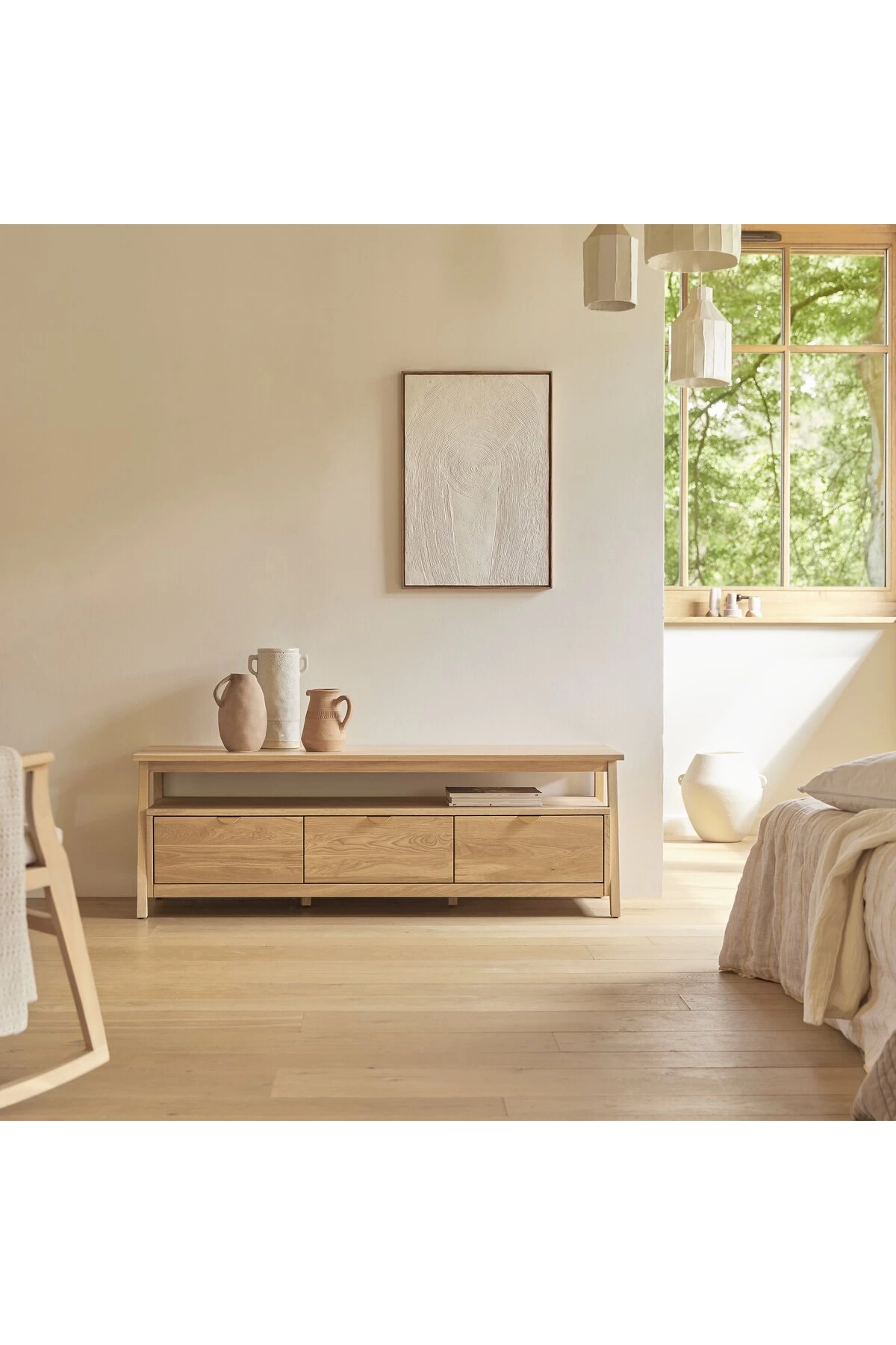 Pola natural solid wood TV unit