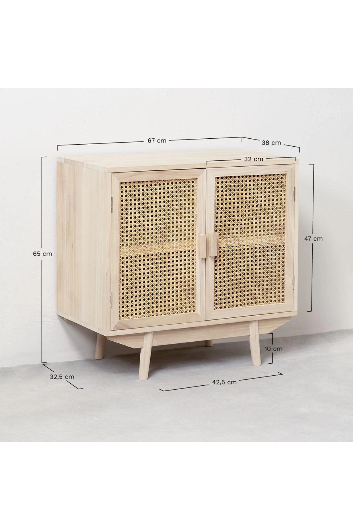 Hazeran Detaylı Çift Kapaklı Ahşap Büfe, Konsol 67x65x38 cm